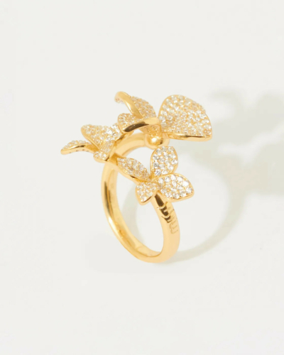 Flora Gold-Plated Silver Ring with Flowers