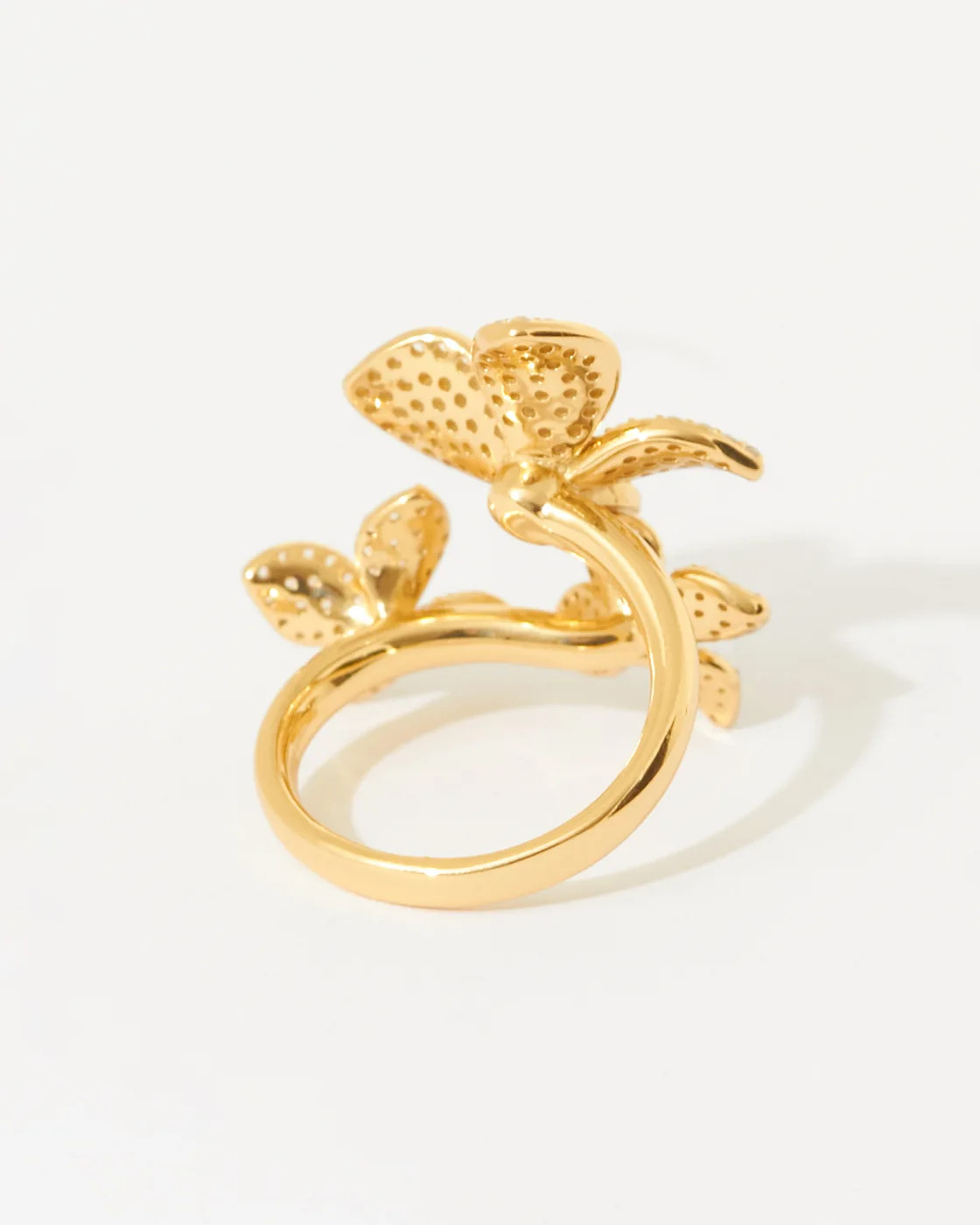 Flora Gold-Plated Silver Ring with Flowers