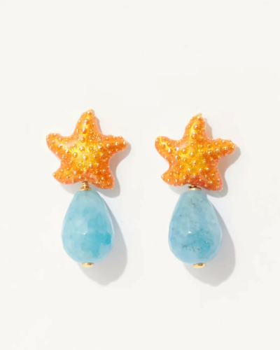 Isla De Mujeres Starfish Silber Earrings with Quartz
