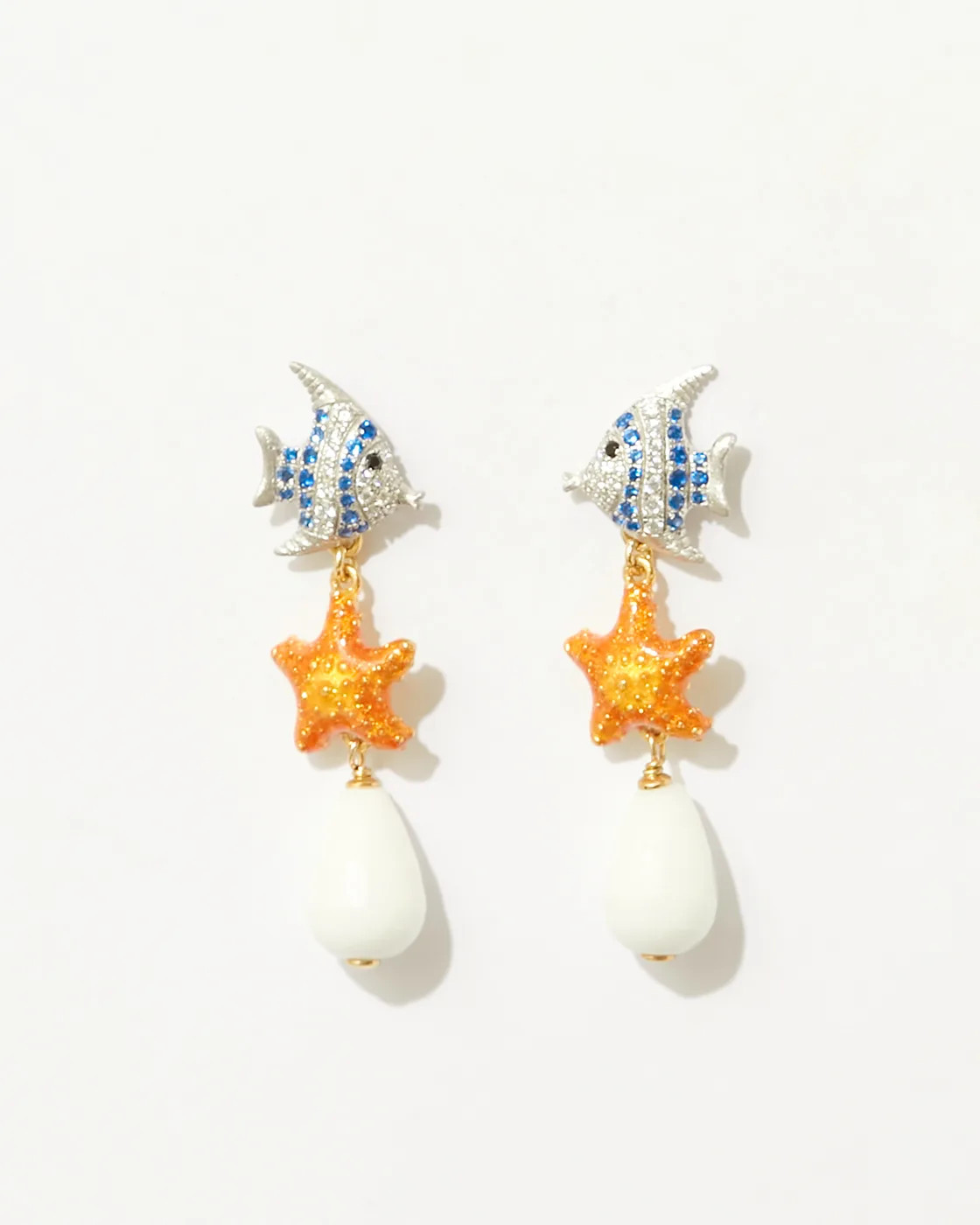Isla De Mujeres Fish and Starfish Earrings with Agate