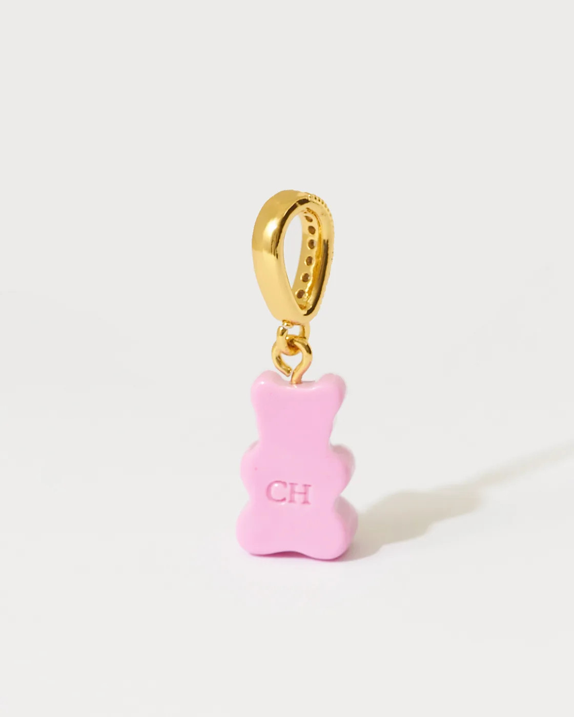 Nostalgia Bear Gold-Plated Resin Pendant with Pave Connector - Candy pink