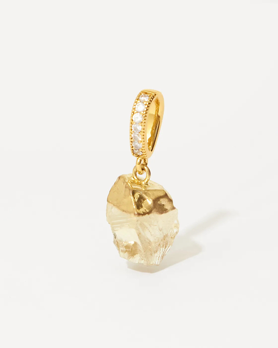 Citrine Gold-Plated Cubic Zirconia Pendant with Pave connector