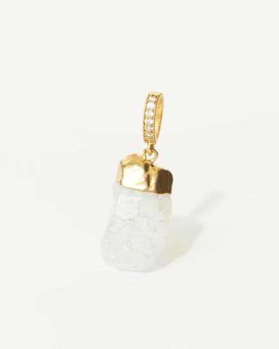 Moonstone Gold-Plated Cubic Zirconia Pendant with Pave connector