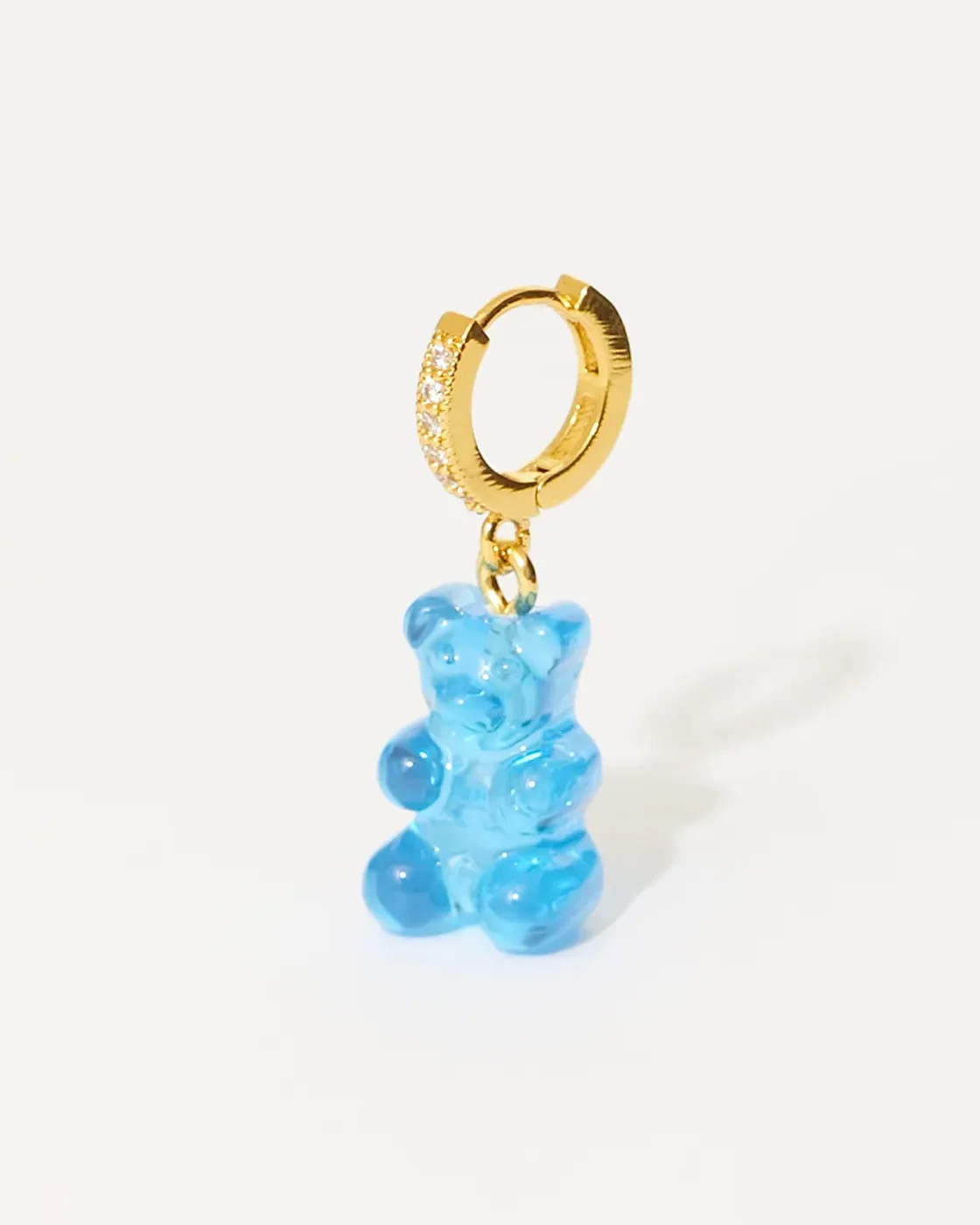 Nostalgia Bear Gold-Plated Resin and Cubic Zirconia Single Hoop Earring - Azure