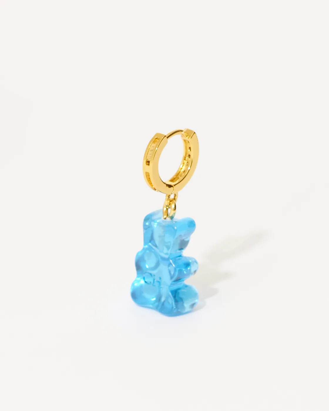 Nostalgia Bear Gold-Plated Resin and Cubic Zirconia Single Hoop Earring - Azure