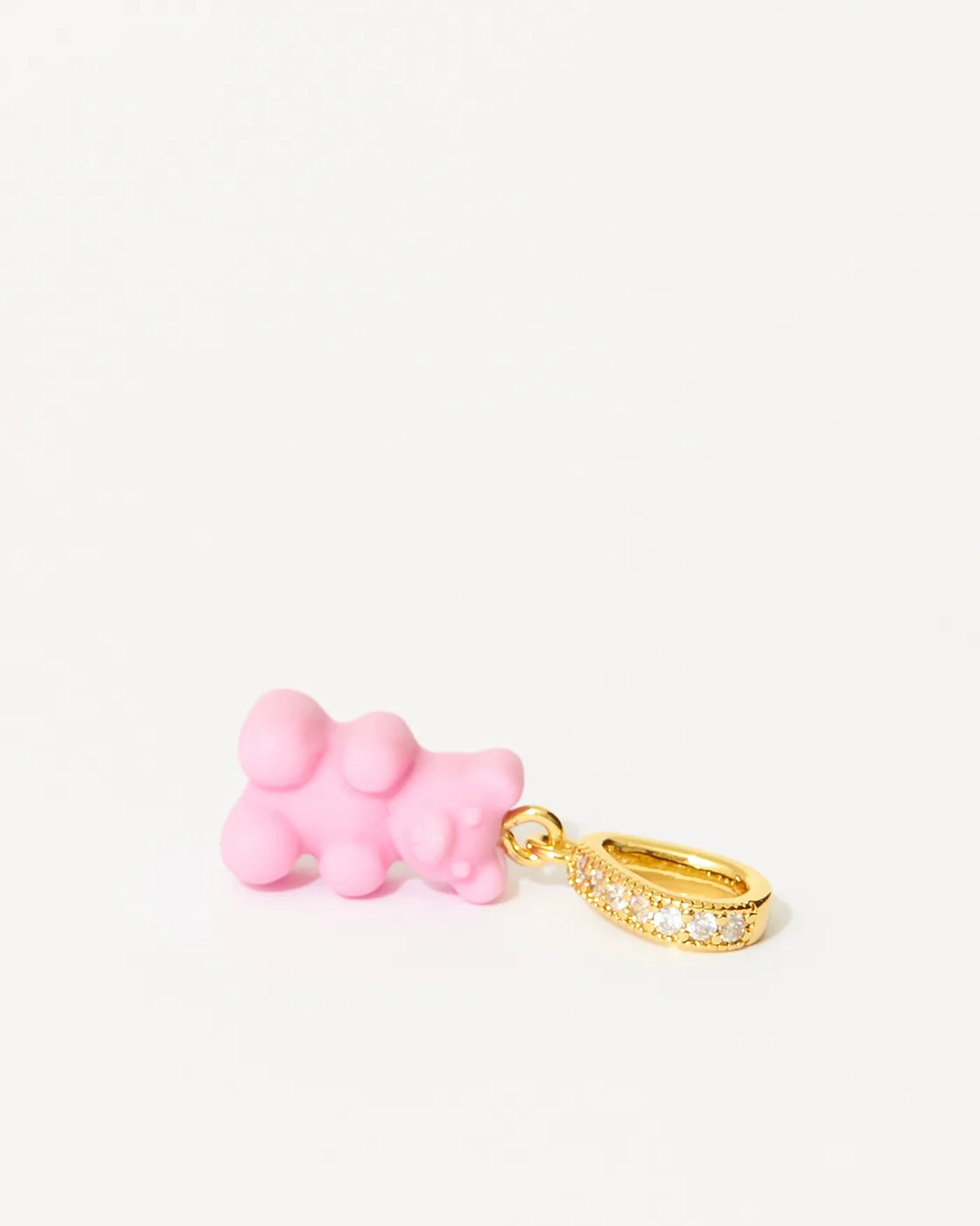 Nostalgie-Bär Vergoldeter Zirkonia-Anhänger aus Kunstharz mit Pave-Verbinder - Candy pink