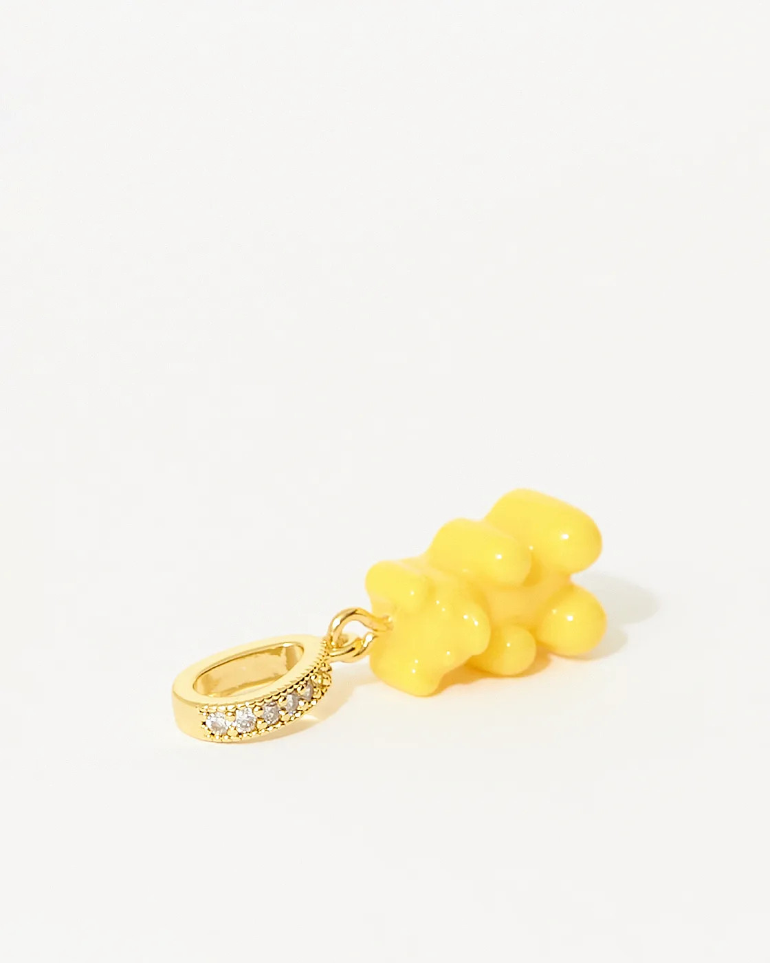 Nostalgia Bear Gold-Plated Resin Pendant with Pave Connector - NYC Taxi yellow