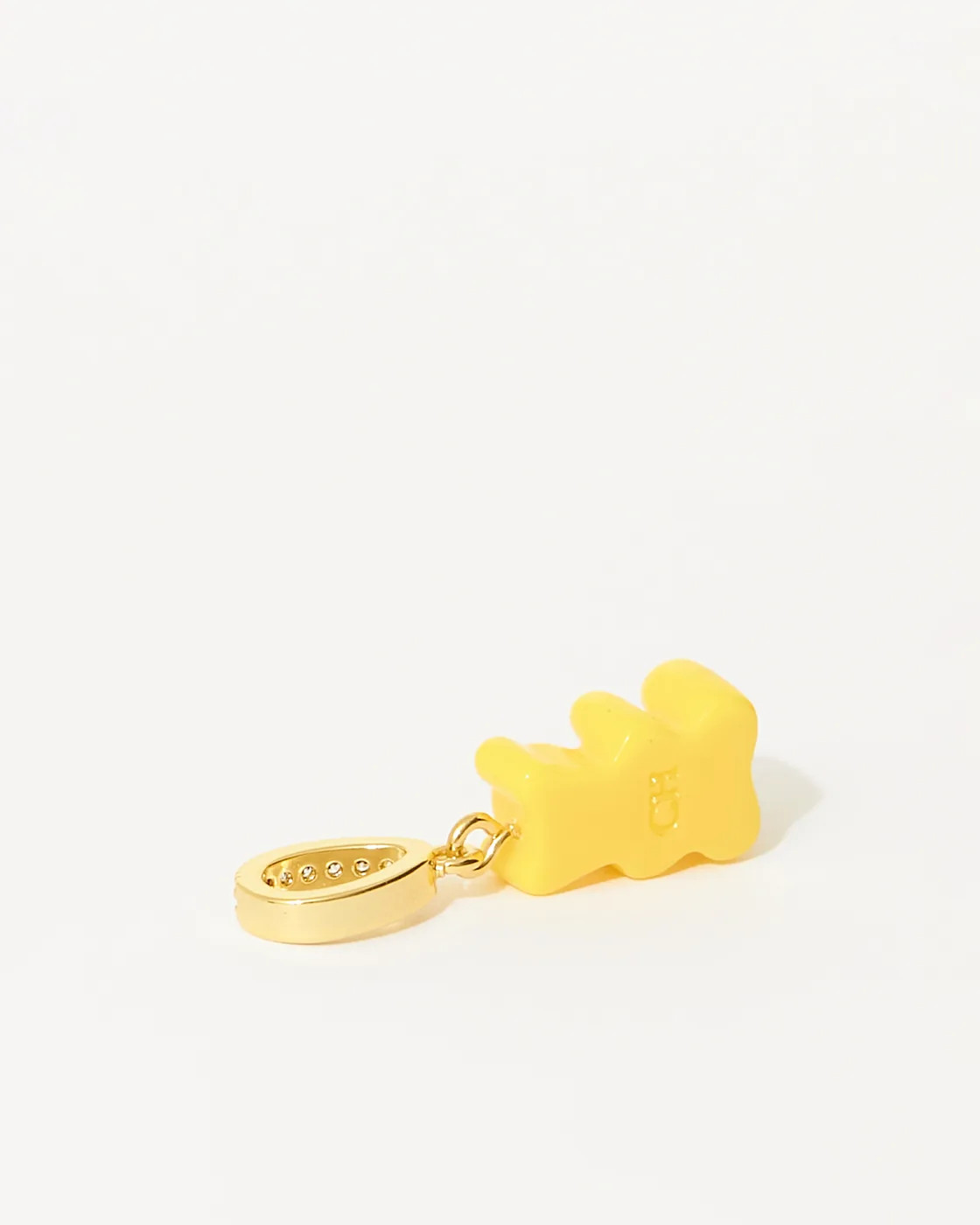 Nostalgia Bear Gold-Plated Resin Pendant with Pave Connector - NYC Taxi yellow