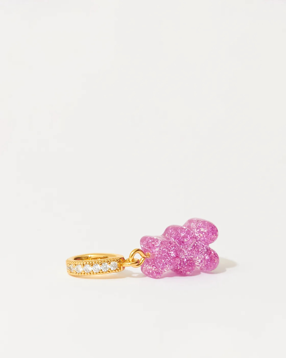 Nostalgia Bear Gold-Plated Resin Pendant with Pave Connector - Magenta