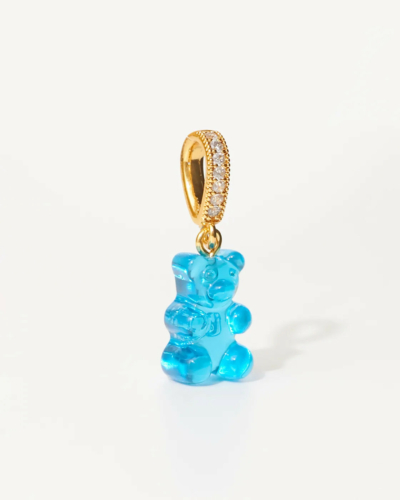 Nostalgia Bear Gold-Plated Resin Pendant with Pave Connector - Azure