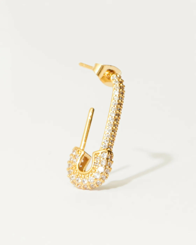 Pin up Gold-Plated Cubic Zirconia Medium Earring - Clear