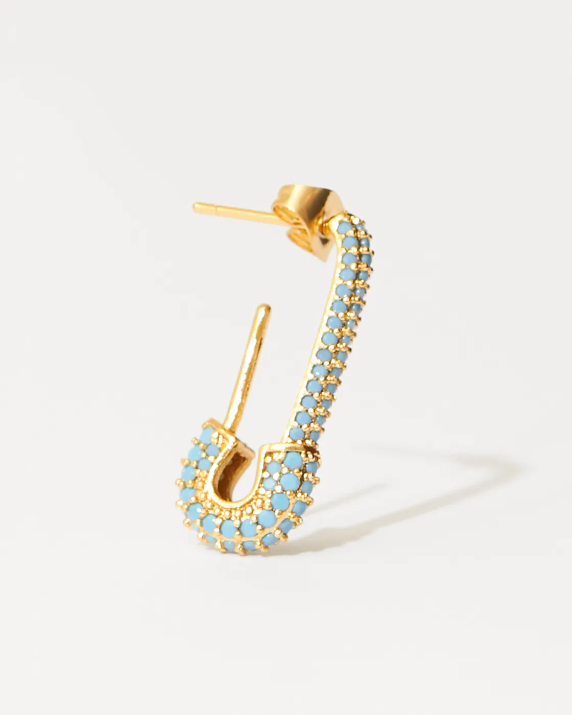 Pin up Gold-Plated Cubic Zirconia Medium Earring - Mykonos blue
