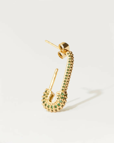 Pin up Gold-Plated Cubic Zirconia Medium Earring - Emerald