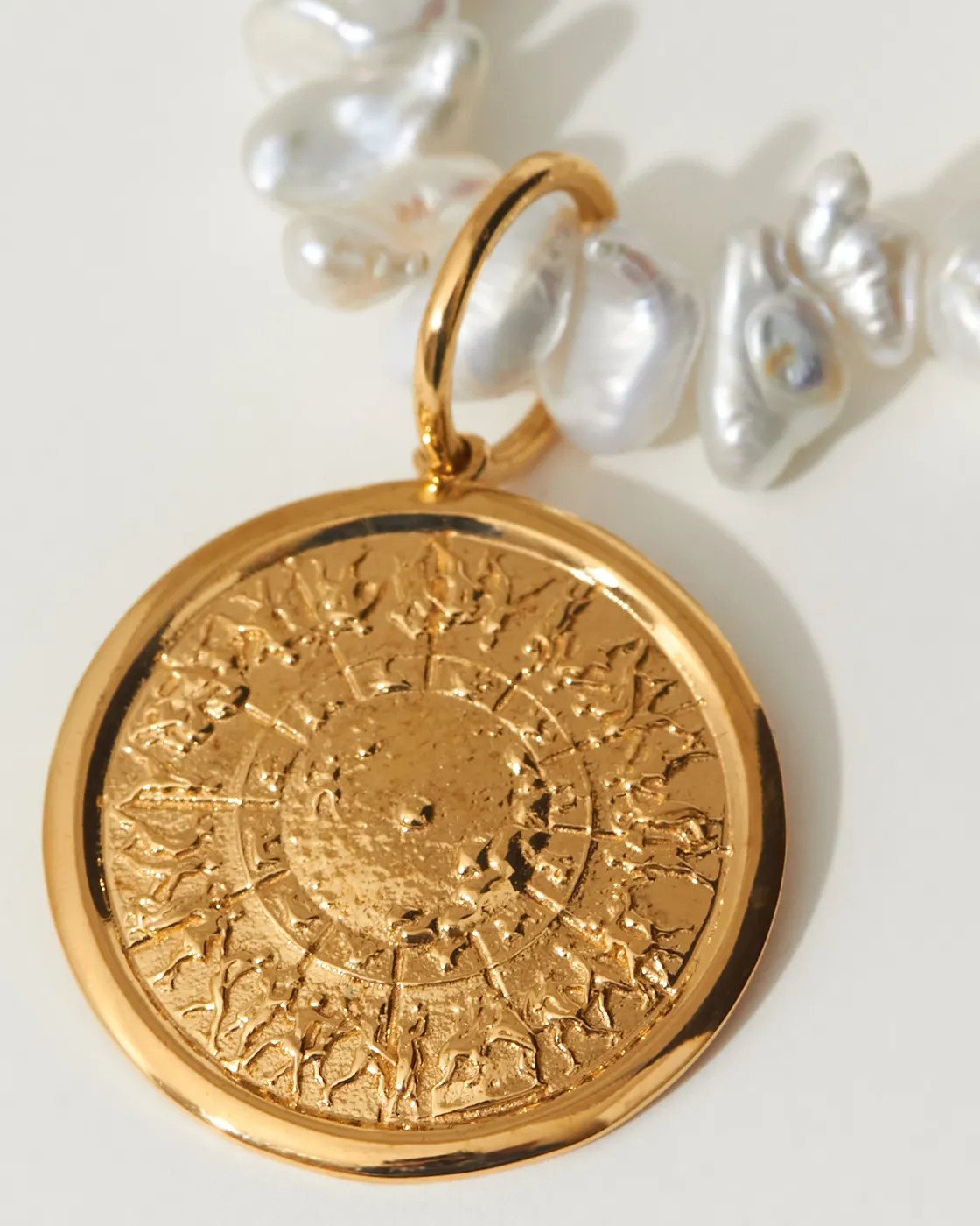 Shield of Achilles Gold Vermeil Statement Pearl Necklace