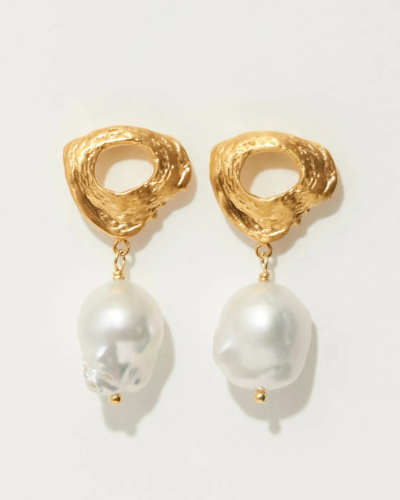 Lava Gold Vermeil Baroque Pearl Earrings