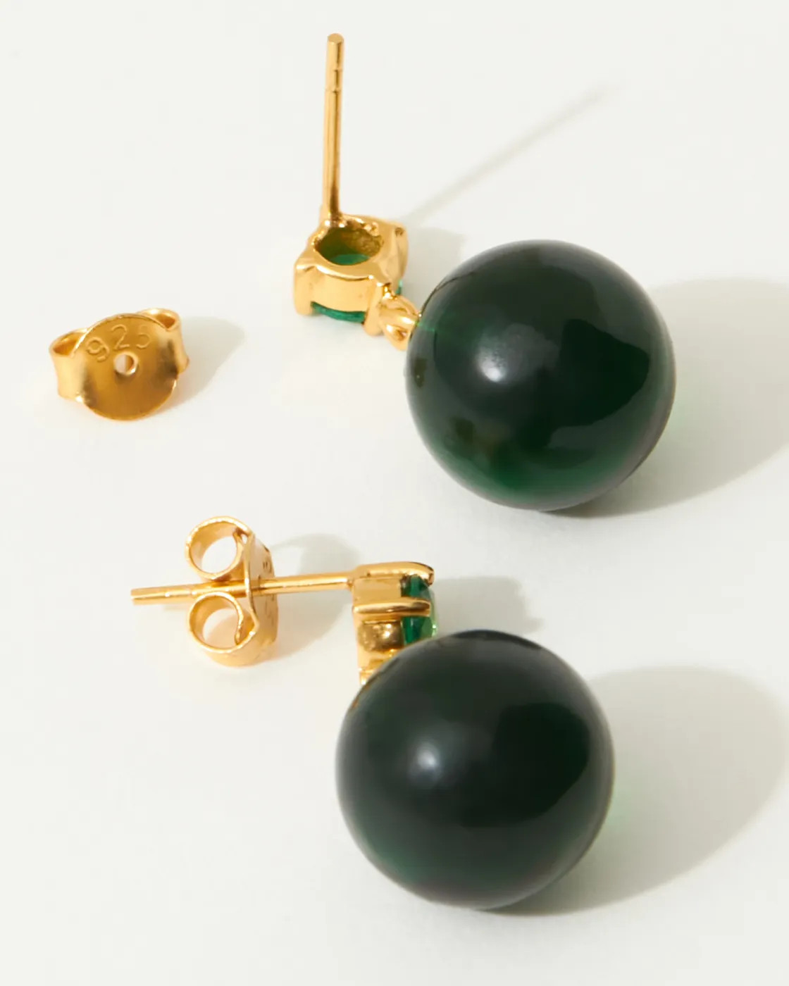 Cassandra Gold-Plated Sterling Silver Earrings - Emerald Green