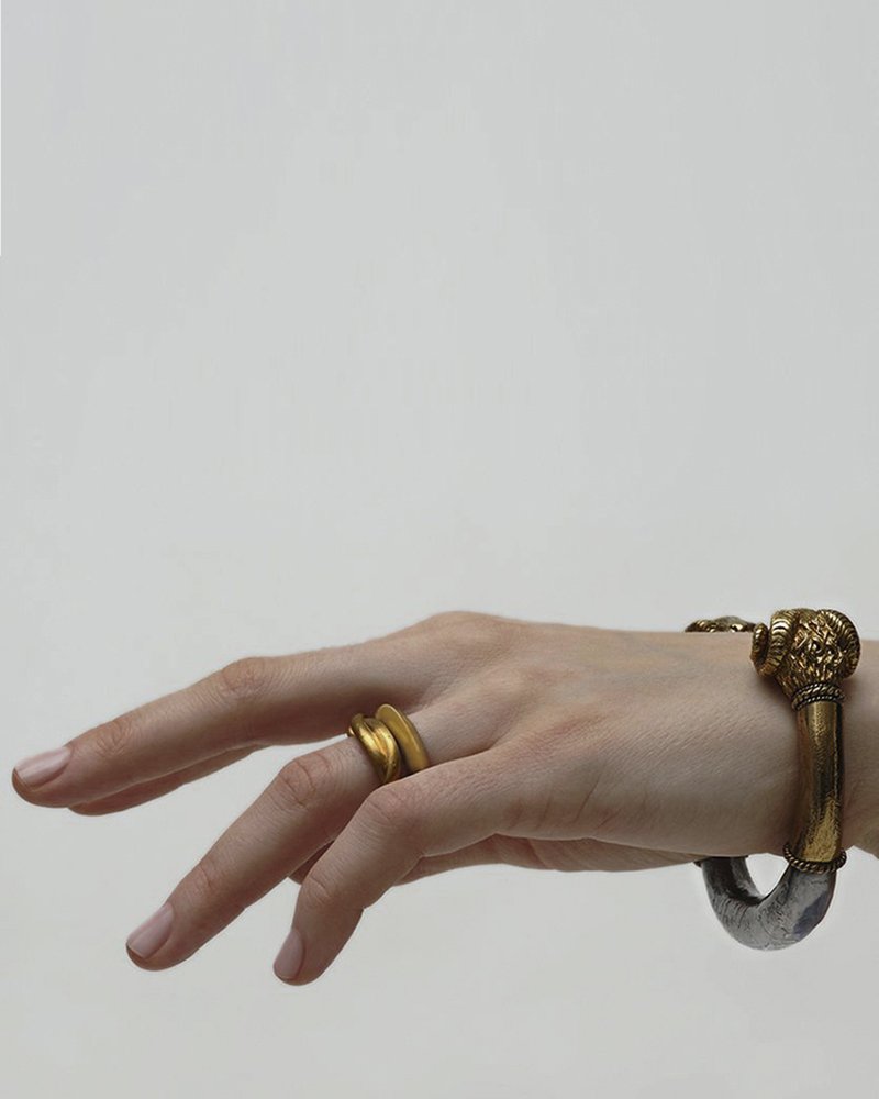 Vergoldetes Widderkopf-Armband aus solidem Silber
