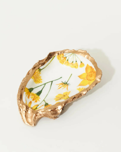 Yellow Spring Flowers Oyster Jewelry Dish