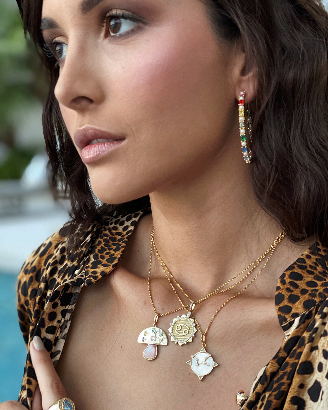 The Wonderland Vergoldete Halskette mit Rosafarbenem Perlenpilzanhänger
