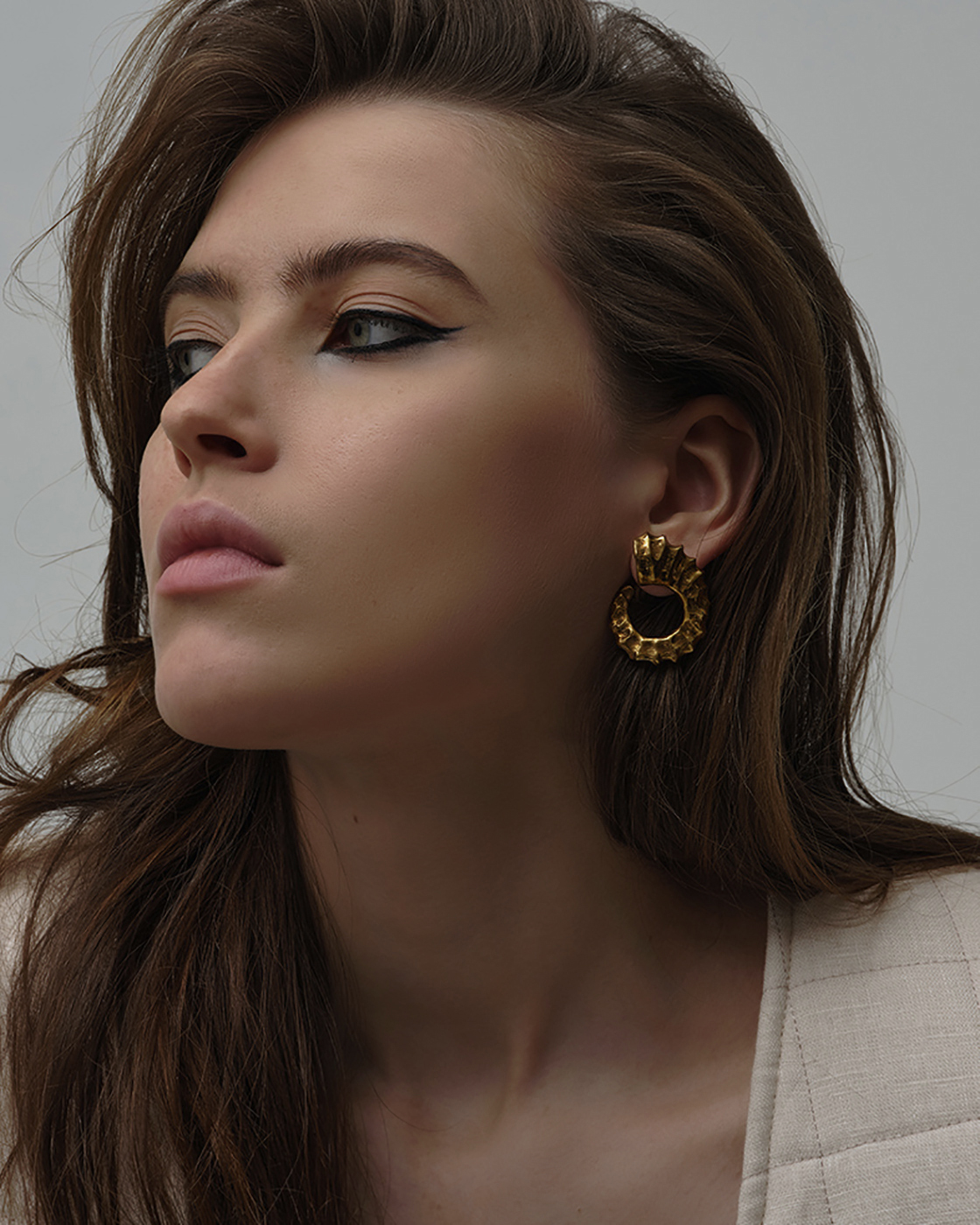 Gold-Plated Horn Earrings