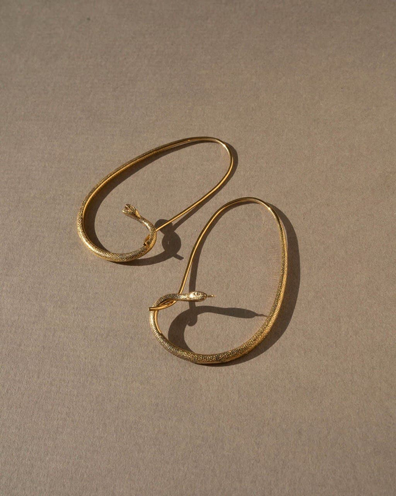 Gold-Plated Snake Oval Hoops