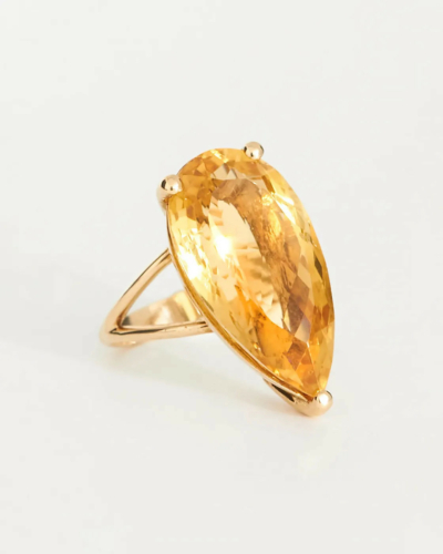 Gold Cocktail Ring with Large Citrine