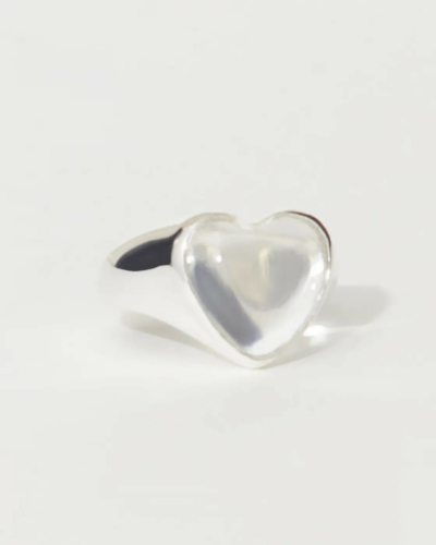 Quartz Heart Silver Ring