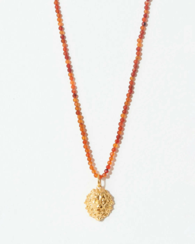 Karneol-Halskette mit Löwenanhänger