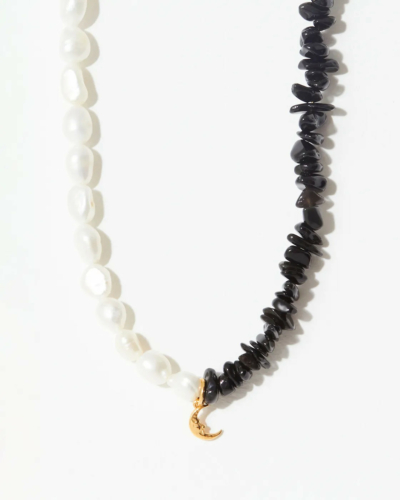 Nike Onyx and Pearl Moon Necklace