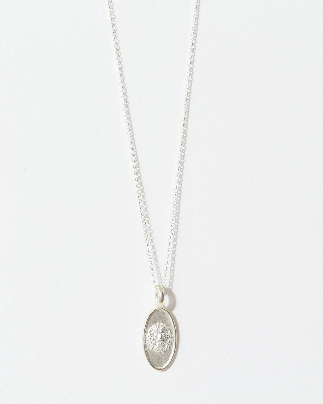 Sterling Silver Leo Oval Charm on a Thin Chain