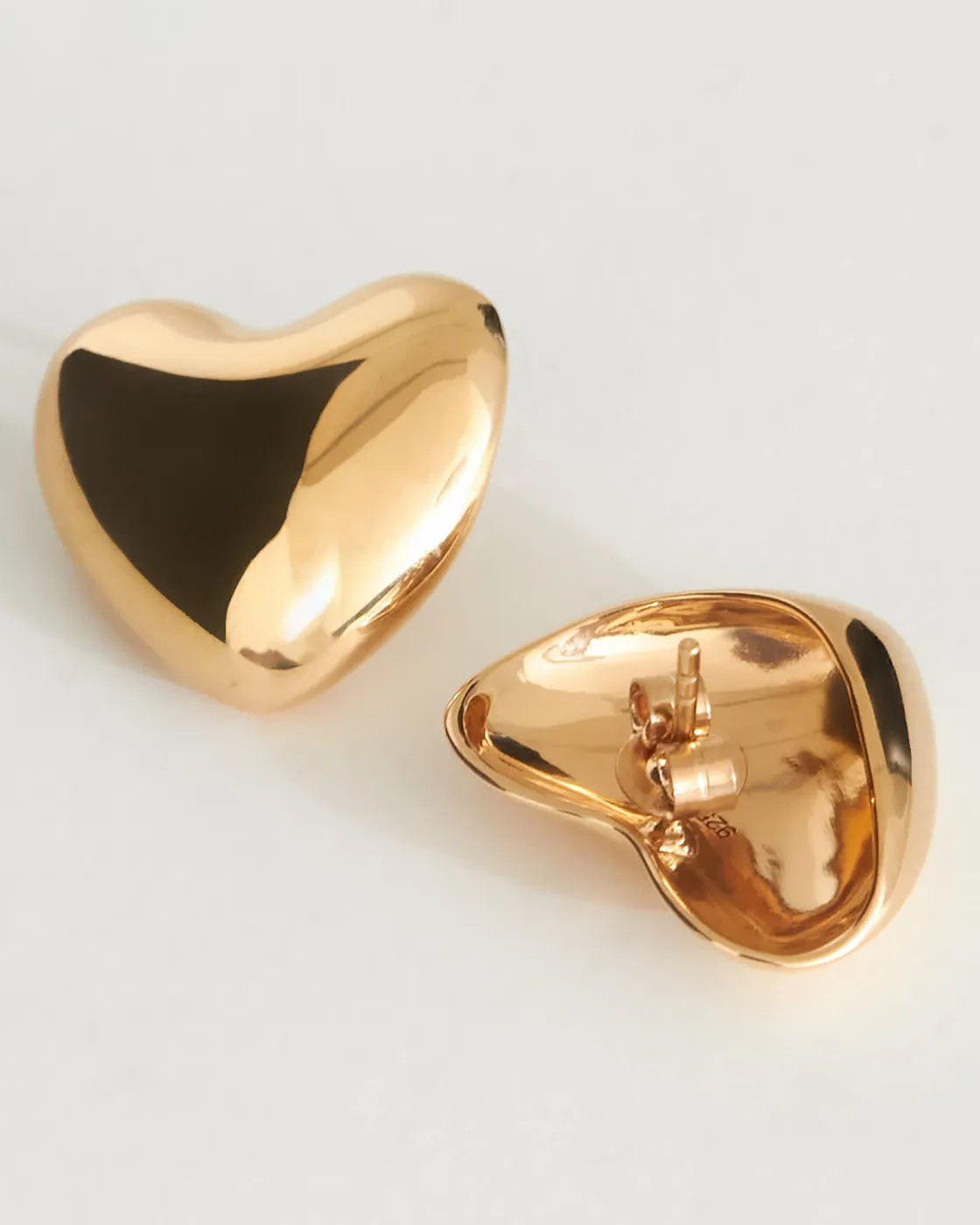 Voluptuous Gold-Plated Sterling Silver Heart Earrings Large