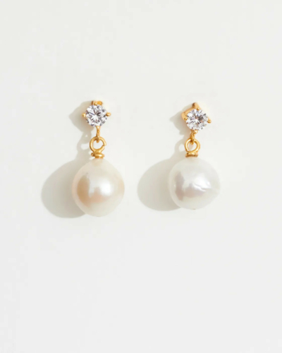 Cassandra Gold-Plated Sterling Silver White Pearl Earrings