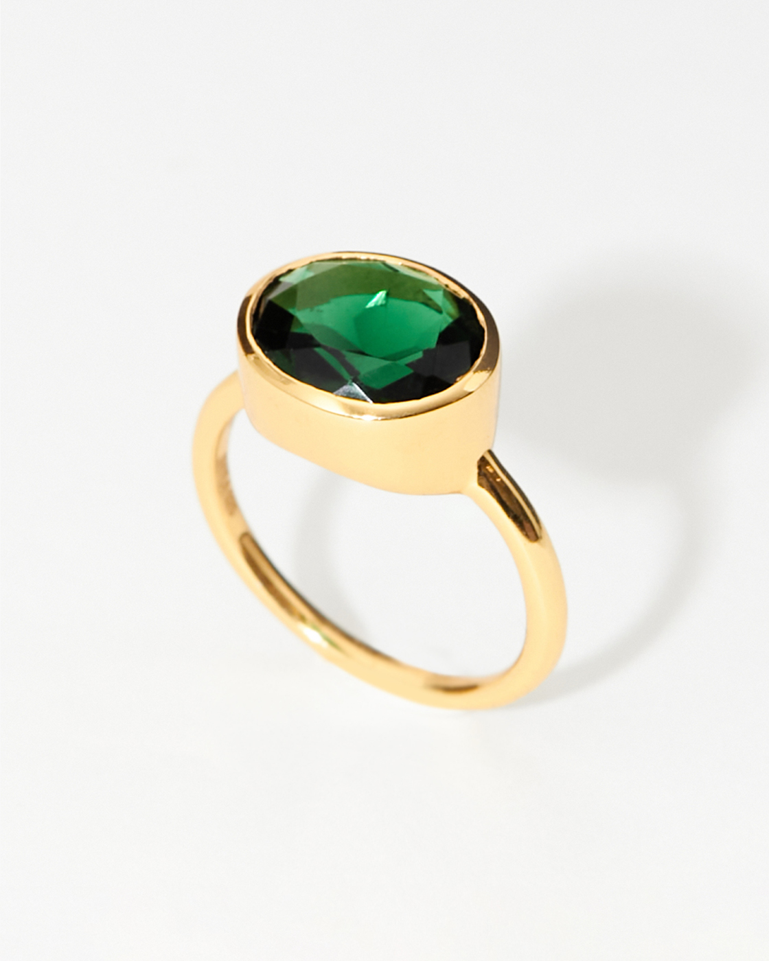 Oval Chunky Ring Emerald Green
