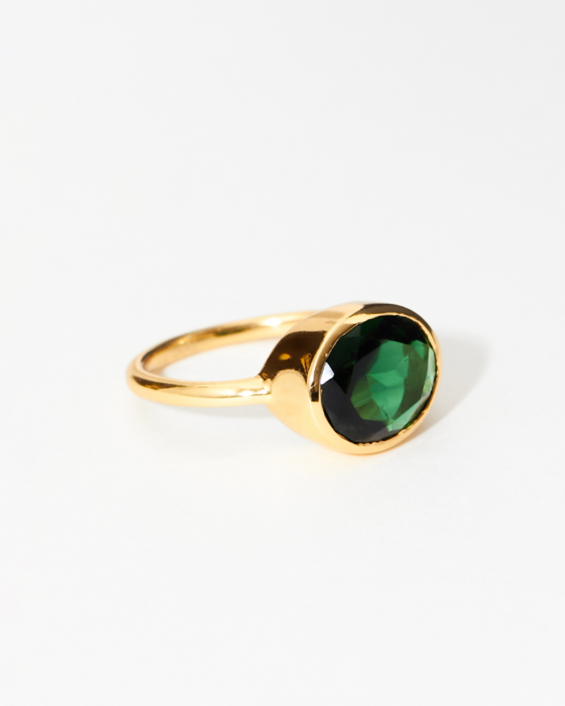 Oval Chunky Ring Emerald Green
