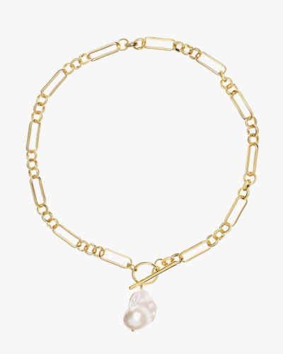 Alba Chunky gemischte Glieder Goldkette mit großer Keshi-Perle