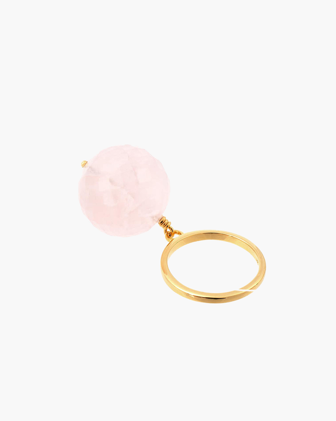 Blasen rosa Quarz Goldring (verstellbar)
