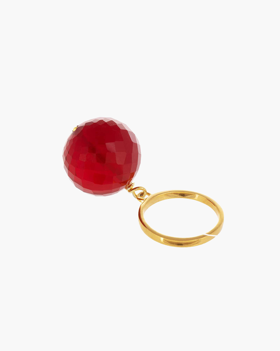 Bubble Red Onyx Gold Ring (adjustable)