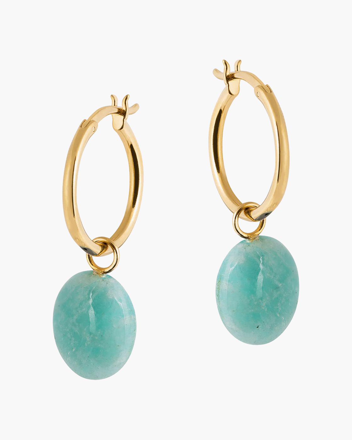 Eden Gold Hoop Earrings with Amazonite Charm