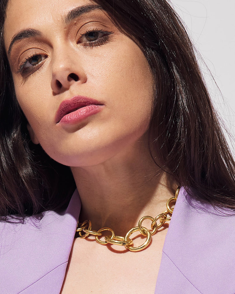 Daphne Chunky Gold Chain Choker Necklace