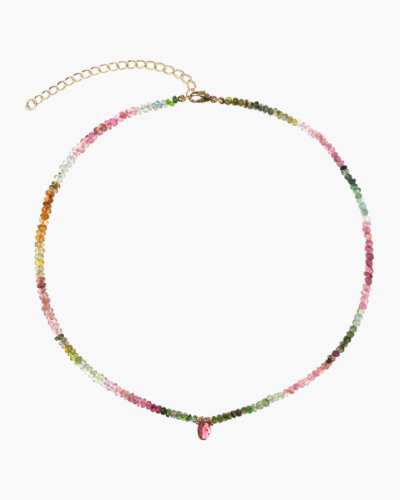 Tourmaline beaded gold necklace