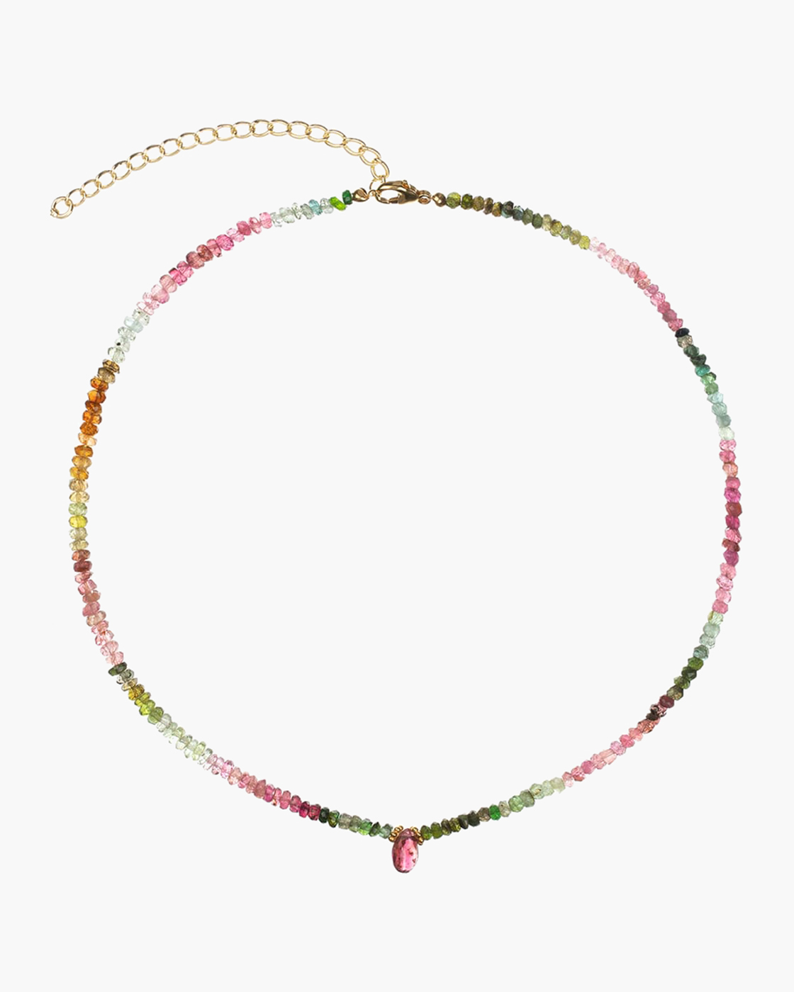 Tourmaline beaded gold necklace