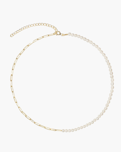 Laura mixed gold chain and pearl necklace