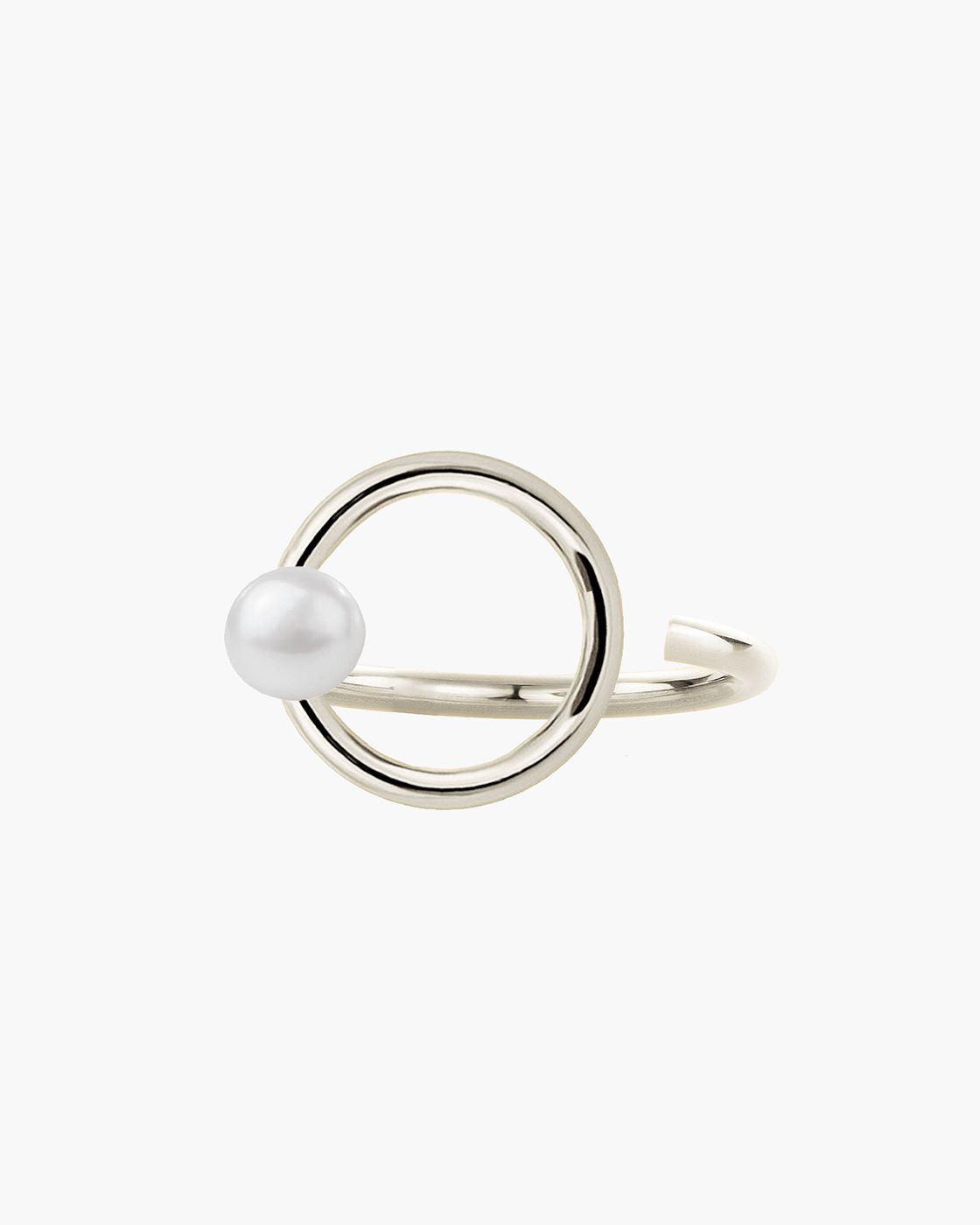 Curl White Gold Pearl Ring