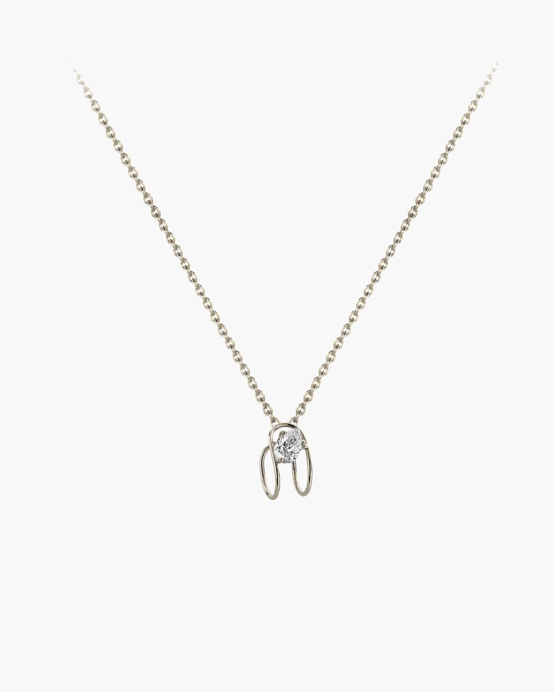 White Gold 18k Double C Necklace with a Natural Diamonds (0.39ct)