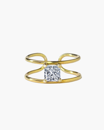 Double C Princess Yellow Gold Diamond Ring