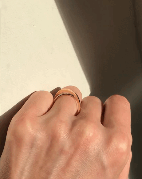 Moon Ellipse 14k Pink Gold Diamond Ring