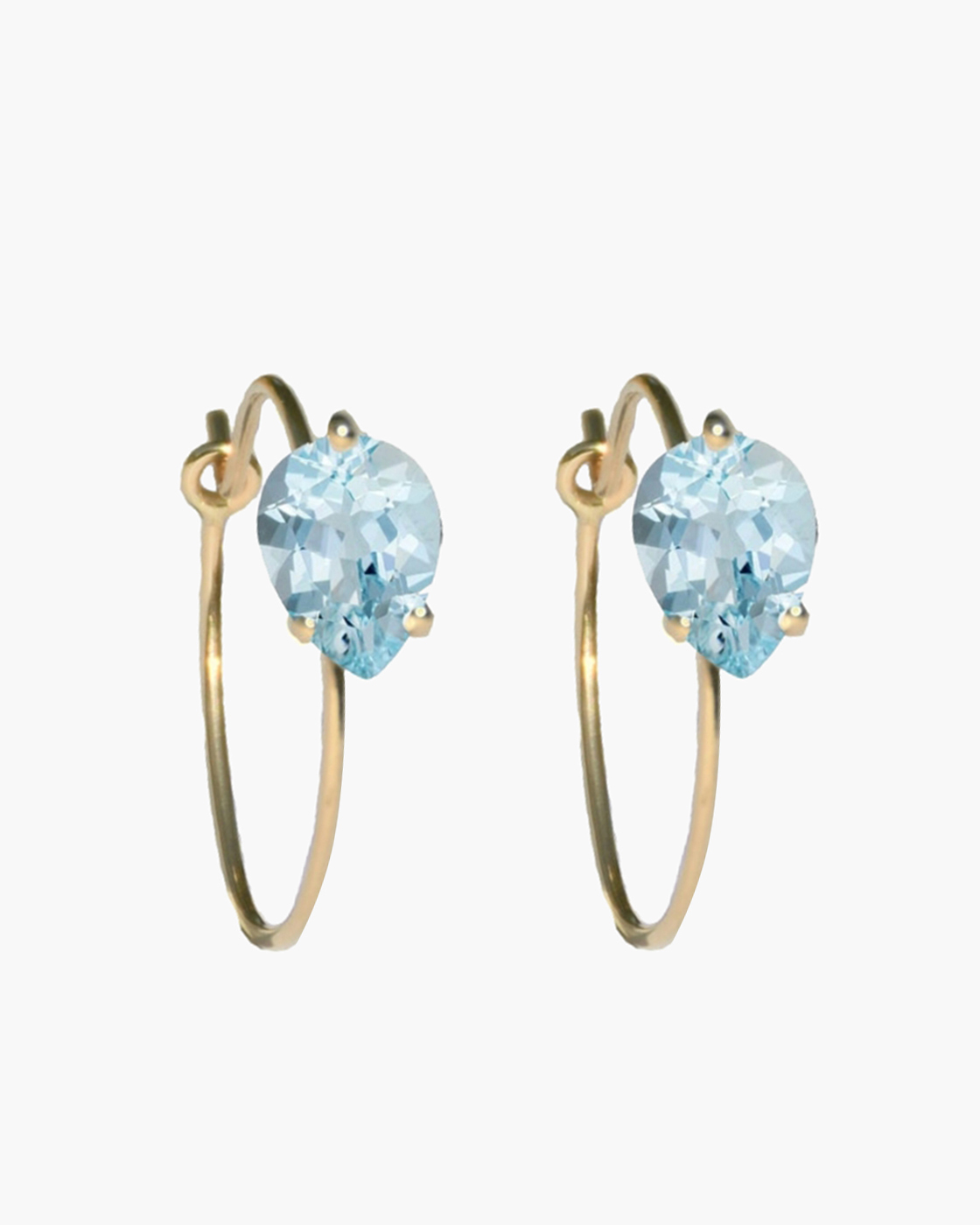 Petite Round Bloom Aquamarine Gold Earrings