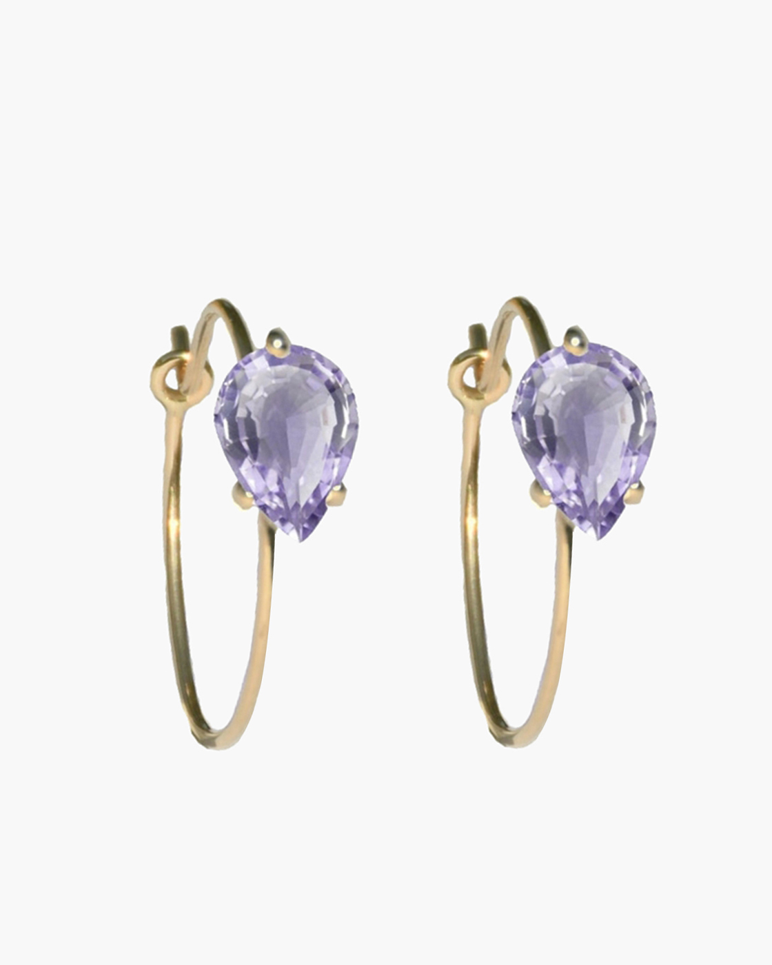 Petite Round Bloom Purple Amethyst Gold Earrings