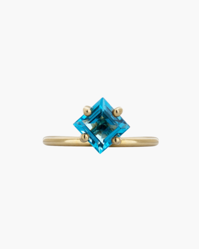 Square Yellow Gold Topaz Ring