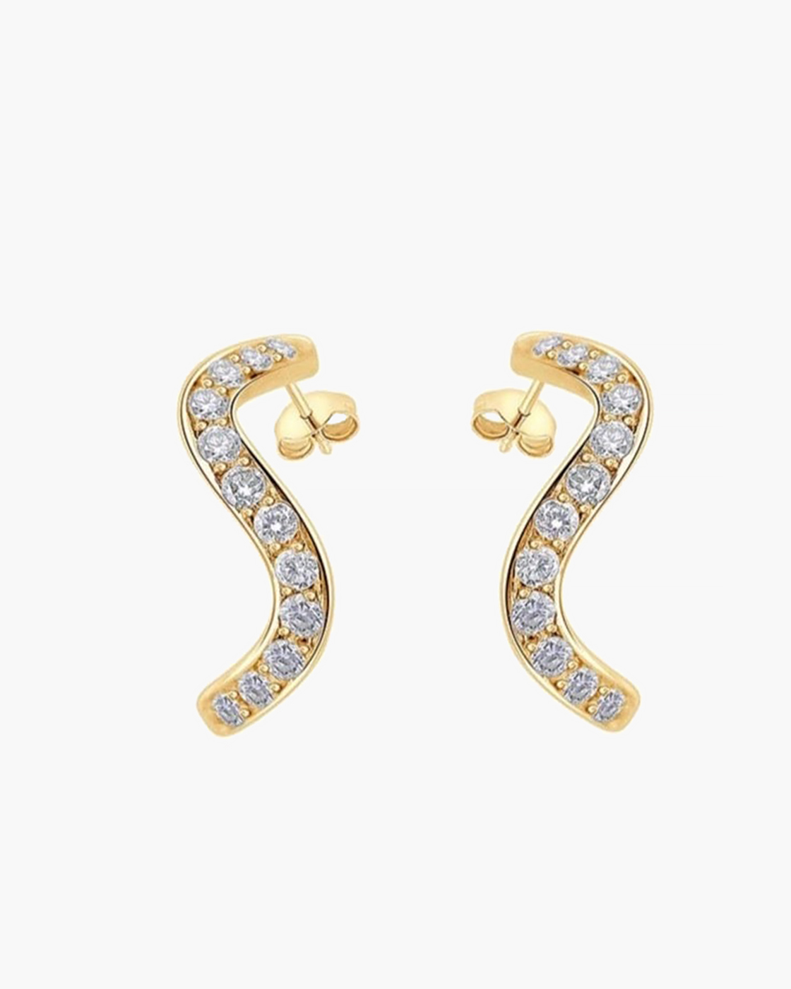 Petite Comete Medium Gold Diamond Earrings